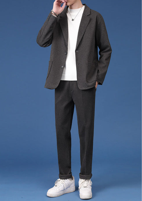 Autumn Woolen Plus Size Men's Casual Slim Fit Suit Jacket